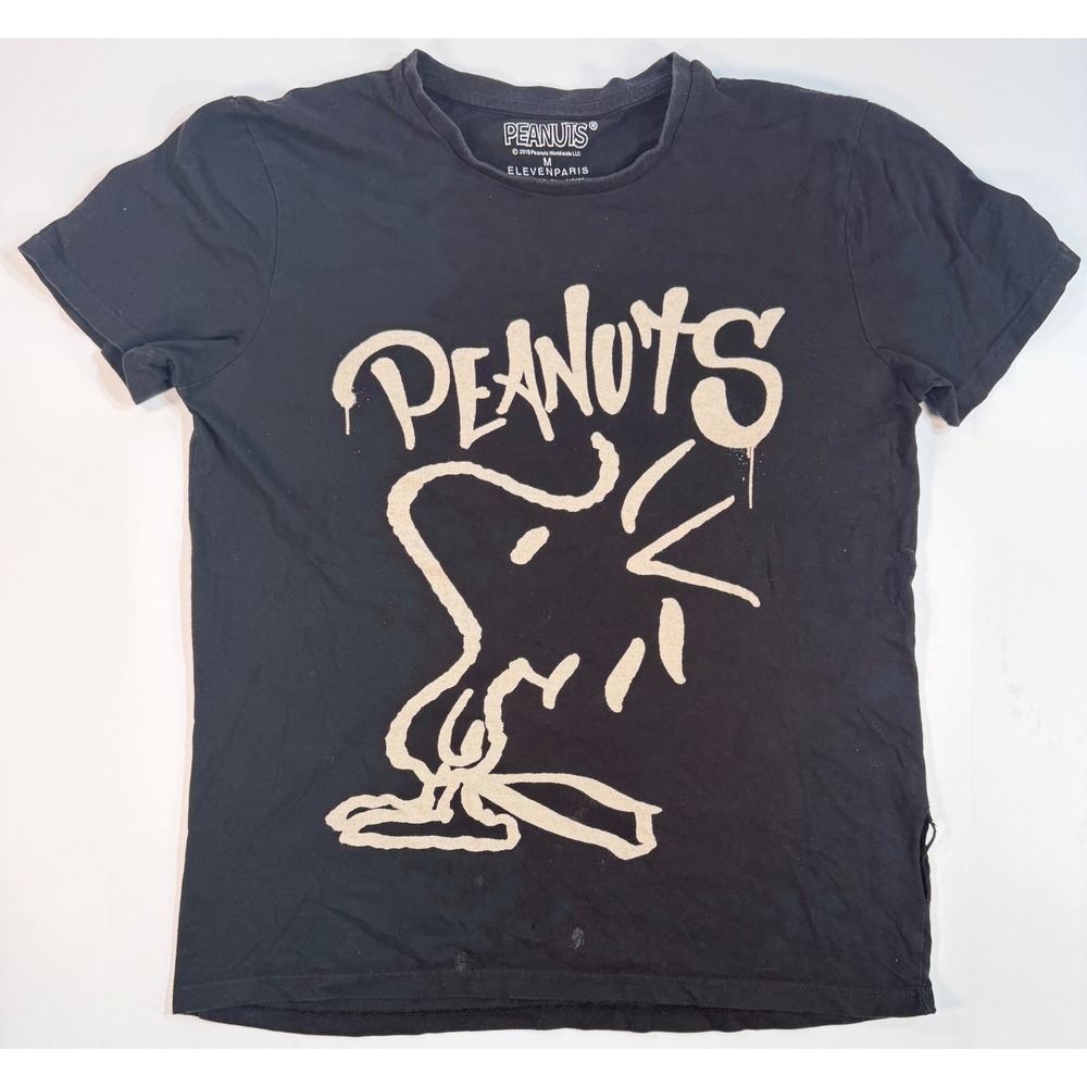 Eleven Paris Peanuts Woodstock Graffiti T-Shirt Black Mens Medium Streetwear Tee